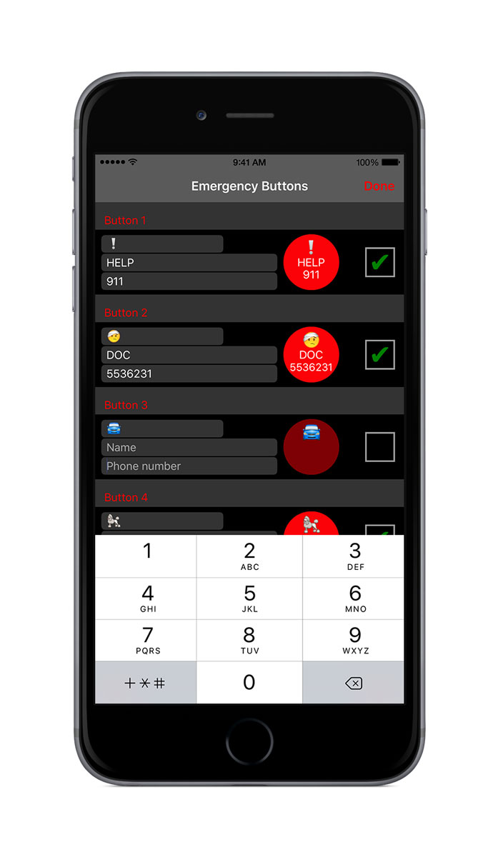 iPhone App contacts window